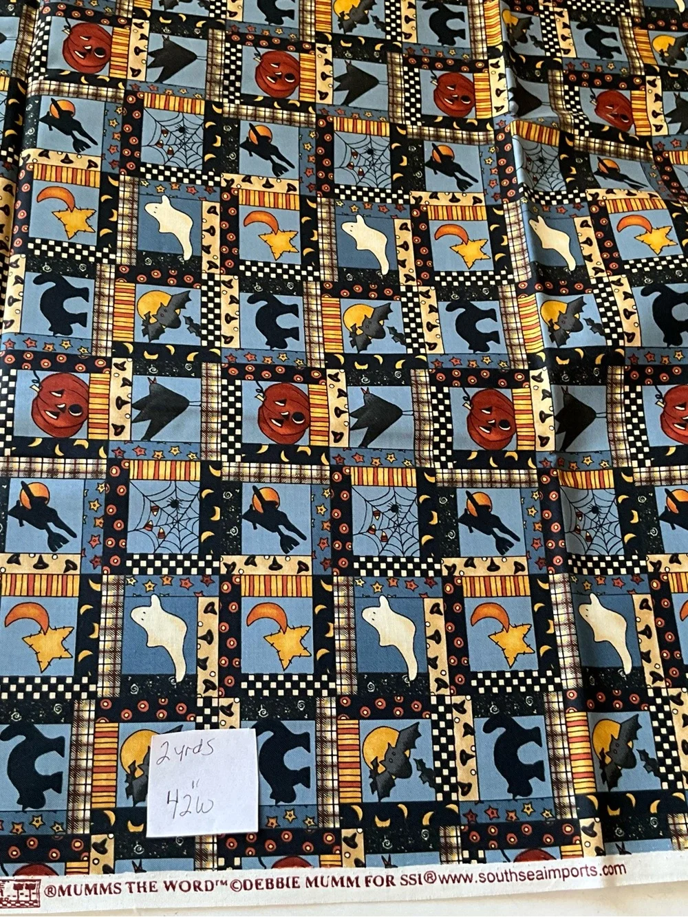 Halloween Fabric Quilting Sewing Crafts Material Pumpkin Witch Hats Ghost